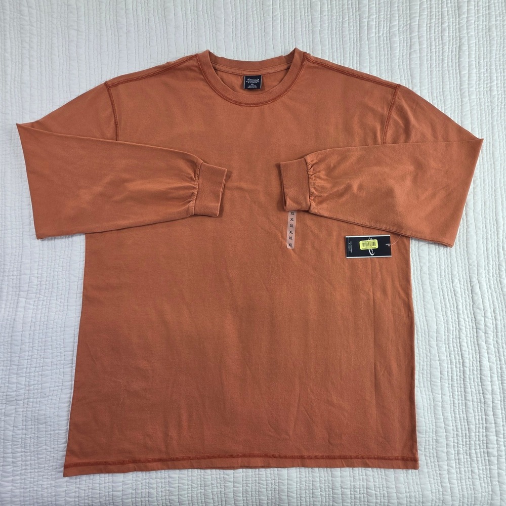 Roundtree & Yorke Sport Mens XL Long Sleeve T-Shirt Burnt Orange 100% Cotton NWT